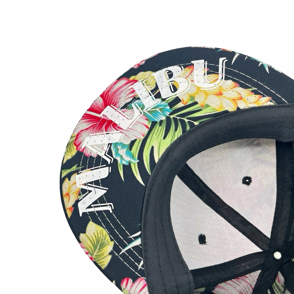Malibu Hawaiian Floral Snapback Hat Tropical Hibiscus Flat Bill Aloha Cap